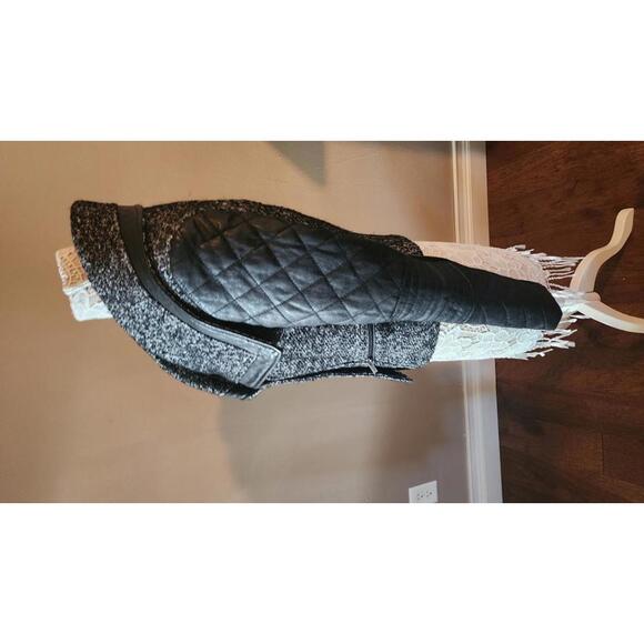 Flawless Unique tweed faux leather wool BCBGMAXAZRIA M coat blazer jacket love - Picture 4 of 8